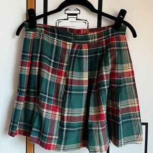 Elegant Plaid Skater Skirt - Green and Red